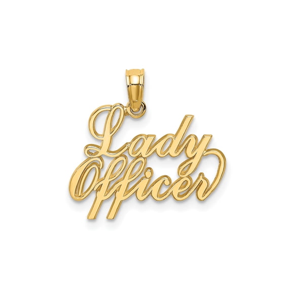 10k Yellow Gold Lady Officer Pendant Charm, Military and Law Enforcement for Women