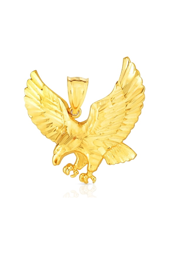 10k Yellow Gold Landing Eagle Pendant Flying Bird Charm