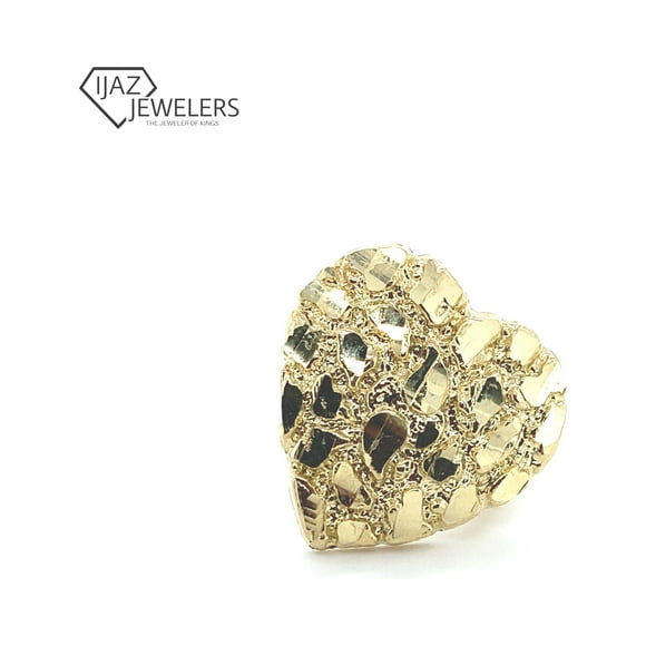 10k Yellow Gold Large Nugget Heart Ring