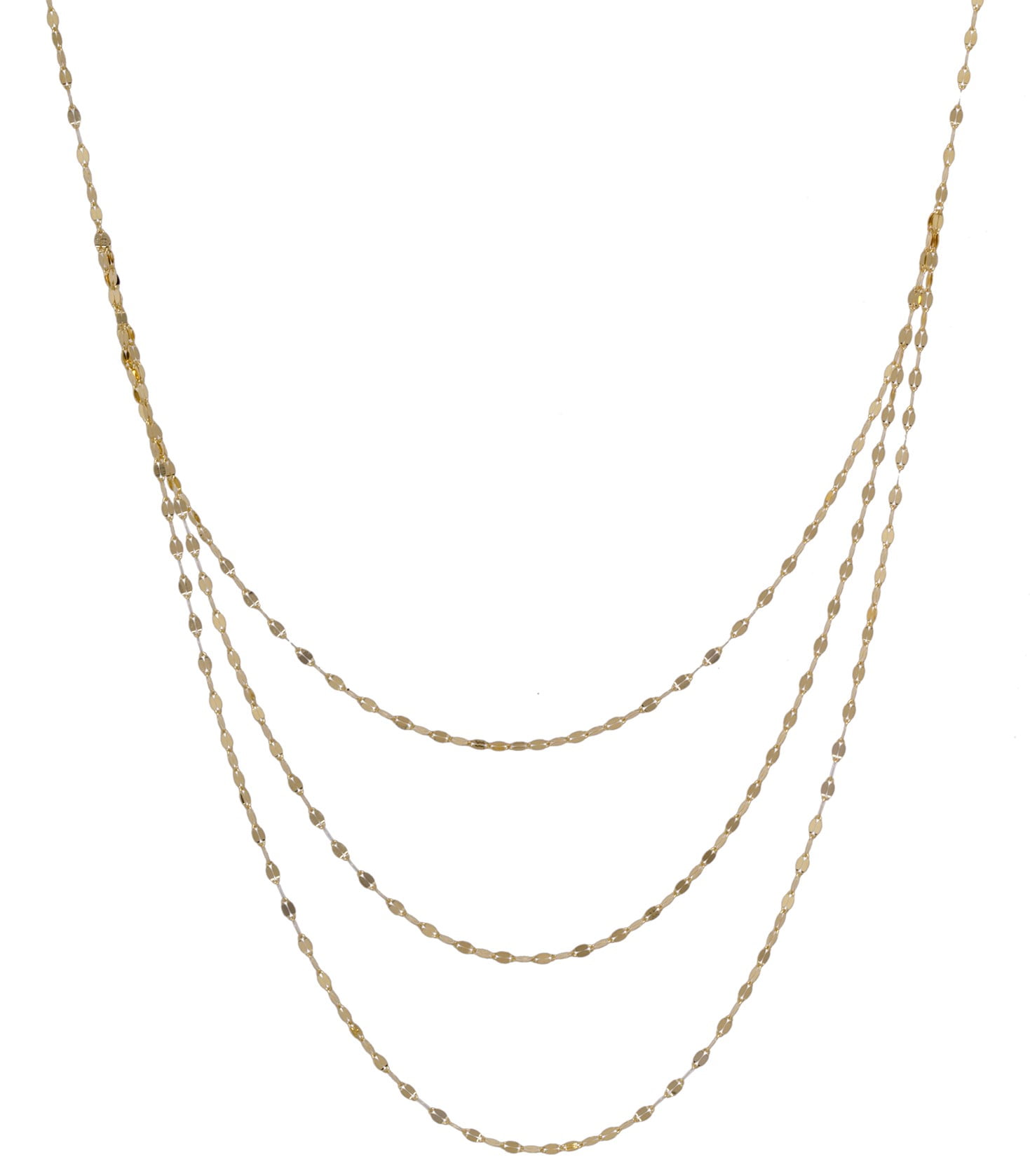 10k yellow gold layered three strand mirror chain necklace deals