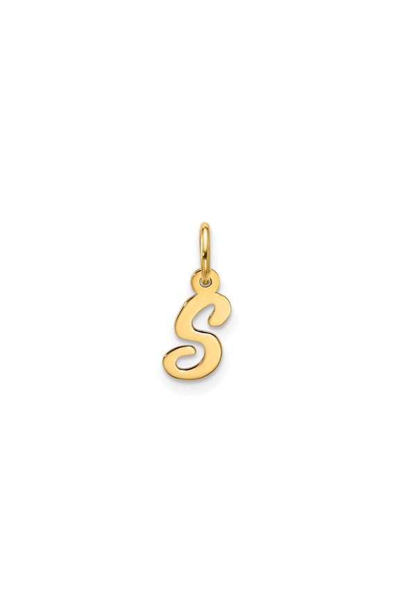 10k Yellow Gold Letter S Pendant for Women, Polished Script Initial Charm, Cursive Monogram Jewelry, Alphabet Necklace, Symbolic Accessory for Identity and Everyday Wear