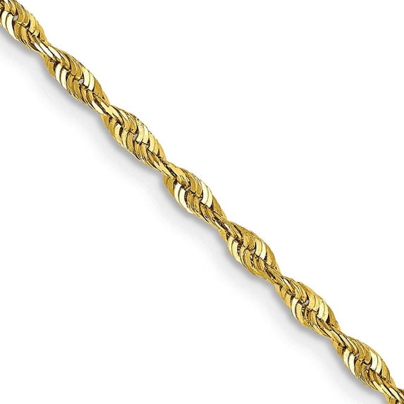 10k Yellow Gold Lightweight Lobster Claw Closure 2.0mm Sparkle Cut Extra Lite Rope Chain Necklace 16 Inch - Chain Neckla