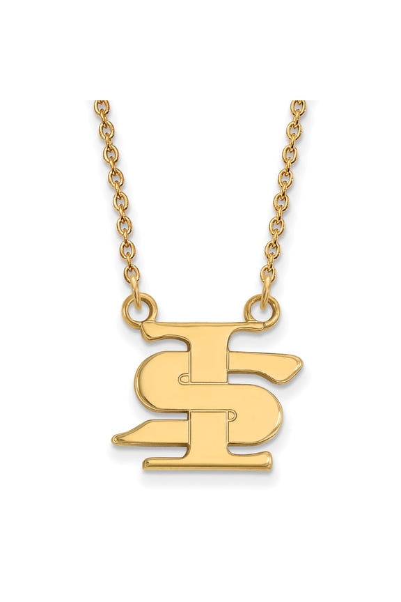 10k Yellow Gold LogoArt Official Licensed Collegiate 18in Indiana State University (ISU) Small Pendant w/Necklace