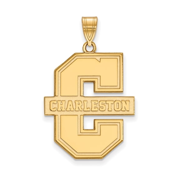10k Yellow Gold LogoArt Official Licensed Collegiate College of Charleston (CofC) XL Pendant
