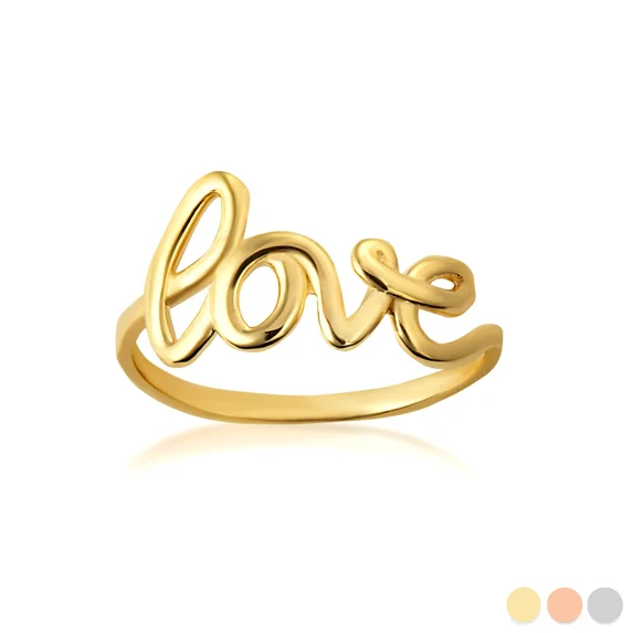 Businessmen Scripts 10k Yellow Gold Love Cursive Script Ring (Size 10.25) - Walmart.com