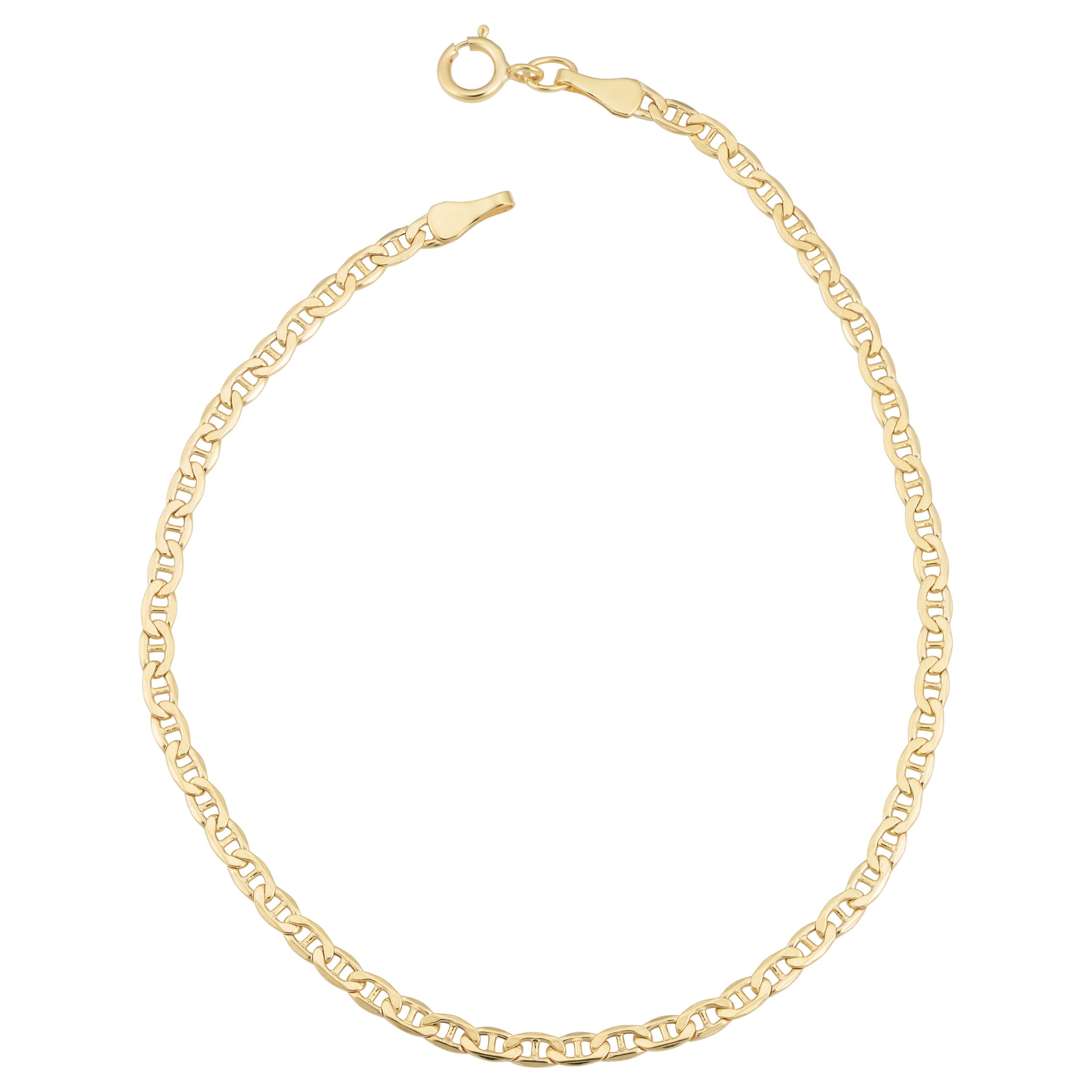 KoolJewelry 10k Yellow Gold Mariner Link Anklet (2.3mm, 10 inch)