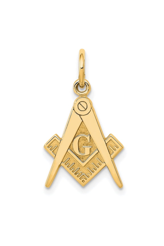 10k Yellow Gold Masonic Pendant for Men, Square and Compasses G Symbol Necklace, Freemason Jewelry Emblem for Brotherhood, Morality, Enlightenment, Spiritual Fraternal Tradition
