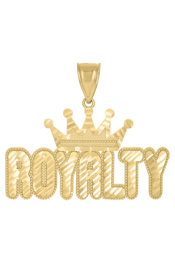 10k Yellow Gold Mens Crown Royalty Fashion Charm Pendant