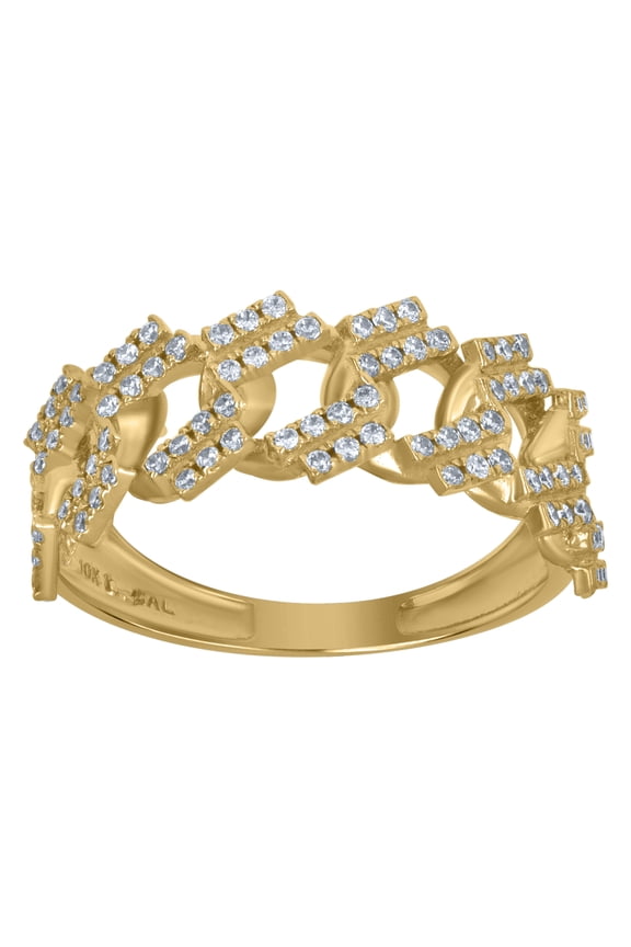 10k Yellow Gold Mens Cubic-Zirconia Cuban Link Fashion Rings