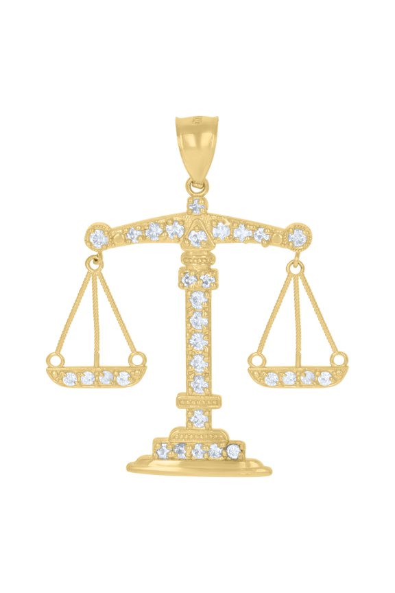 10k Yellow Gold Mens Cubic-Zirconia Libra Zodiac Sign Charm Pendant