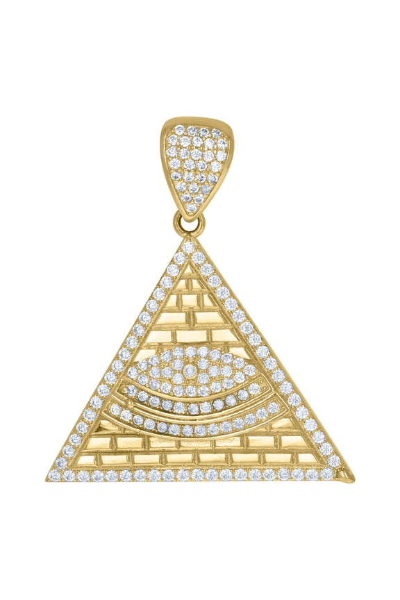 10k Yellow Gold Mens Cubic-Zirconia Pyramid Evil Eye Good Luck Charm Pendant