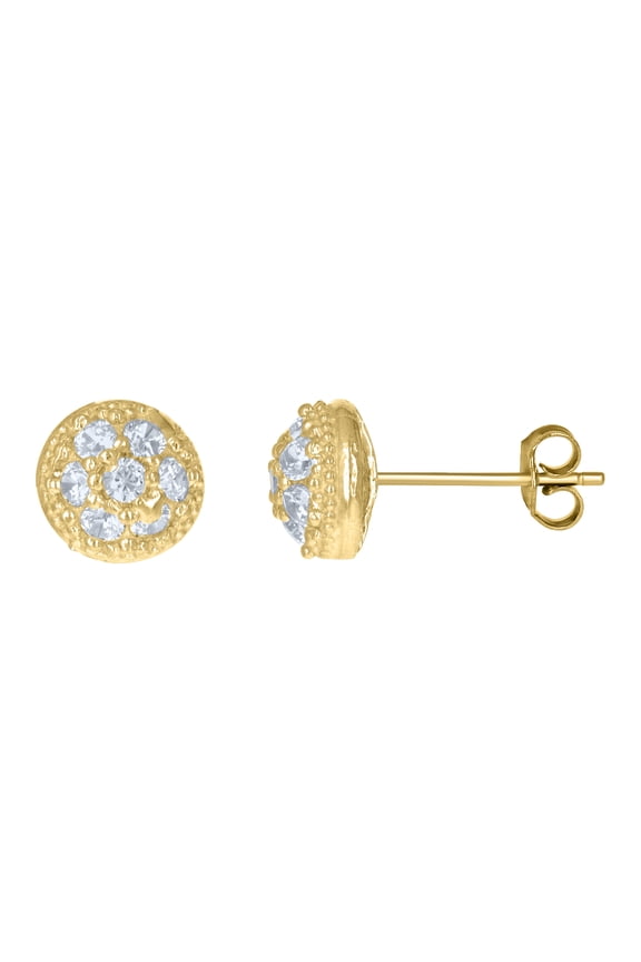 10k Yellow Gold Mens Cubic-Zirconia Round Stud Earrings