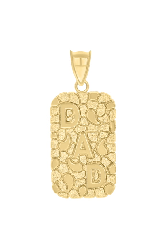 10k Yellow Gold Mens DAD Nugget Dog Tag Fashion Charm Pendant
