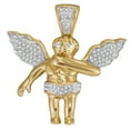 thumbnail image 1 of 10k Yellow Gold Mens Diamond Polished 3D Guardian Angel Cherub Necklace Pendant 1/6 Ctw., 1 of 3