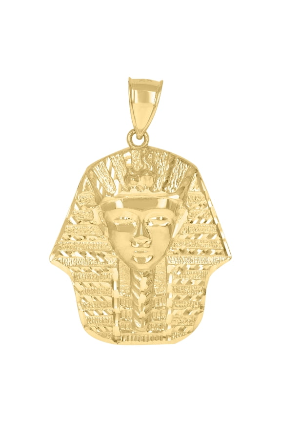 10k Yellow Gold Mens Egyptian Pharaoh Charm Pendant