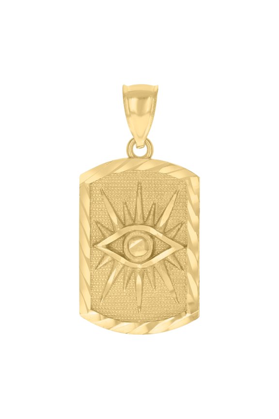 10k Yellow Gold Mens Evil Eye Symbol Religious Charm Pendant