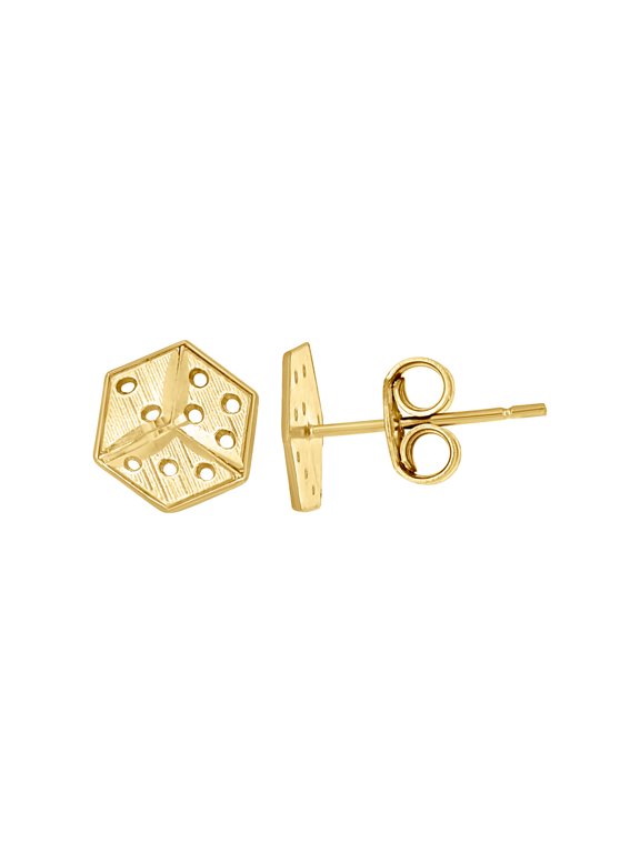 10k Yellow Gold Mens Gambling Dice Stud Earrings 9.6x8.1mm Wide Earring for Men - 1.1 Grams