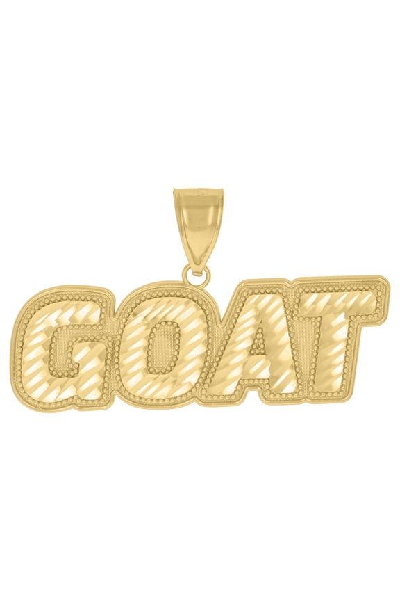 10k Yellow Gold Mens Greatest Of All Time Goat Talking Fashion Charm Pendant