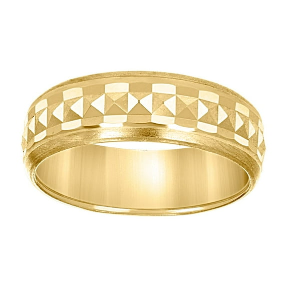 10k Yellow Gold Mens Grooved Edge Brushed Comfort-Fit Wedding Band Ring 6mm Size 8 Wedding Band for Men