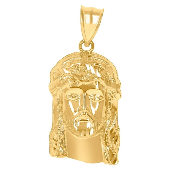 10k Yellow Gold Mens Jesus Religious Charm Pendant Necklace for Men - 3.1 Grams