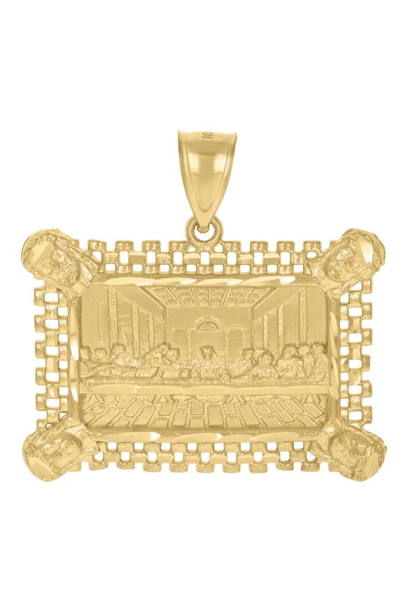 10k Yellow Gold Mens Last Supper Religious Charm Pendant