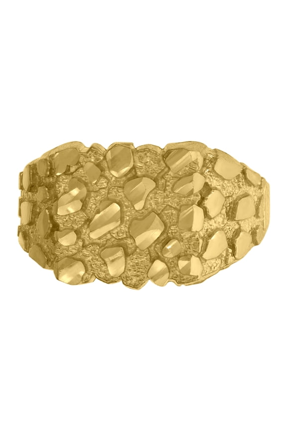 10k Yellow Gold Mens Nugget Dc Textured Band Ring
