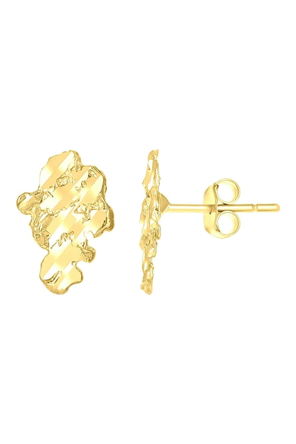 10k Yellow Gold Mens Nugget Stud Earrings Jewelry Gift for Men