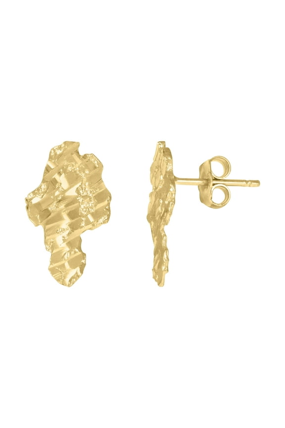 10k Yellow Gold Mens Nugget Stud Earrings