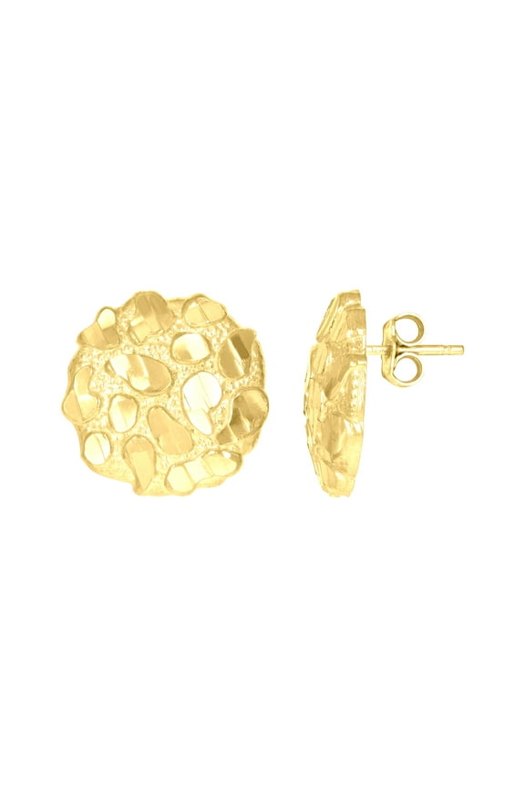 10k Yellow Gold Mens Nugget Stud Earrings Jewelry Gift for Men