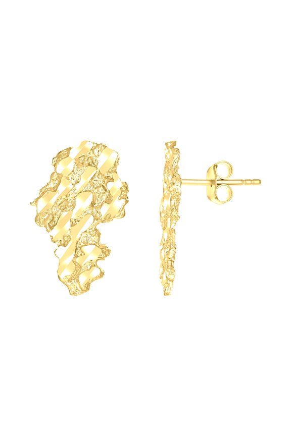 10k Yellow Gold Mens Nugget Stud Earrings Jewelry Gift for Men