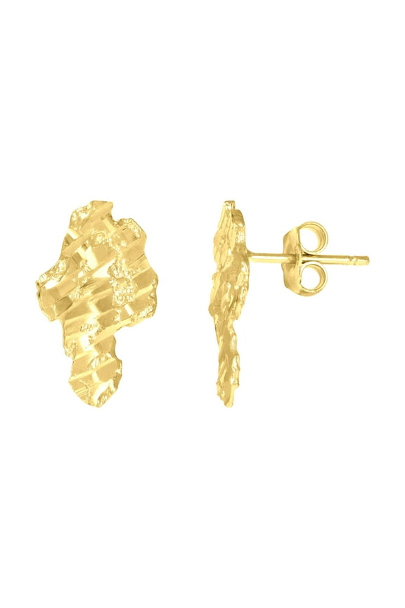10k Yellow Gold Mens Nugget Stud Earrings Jewelry Gift for Men