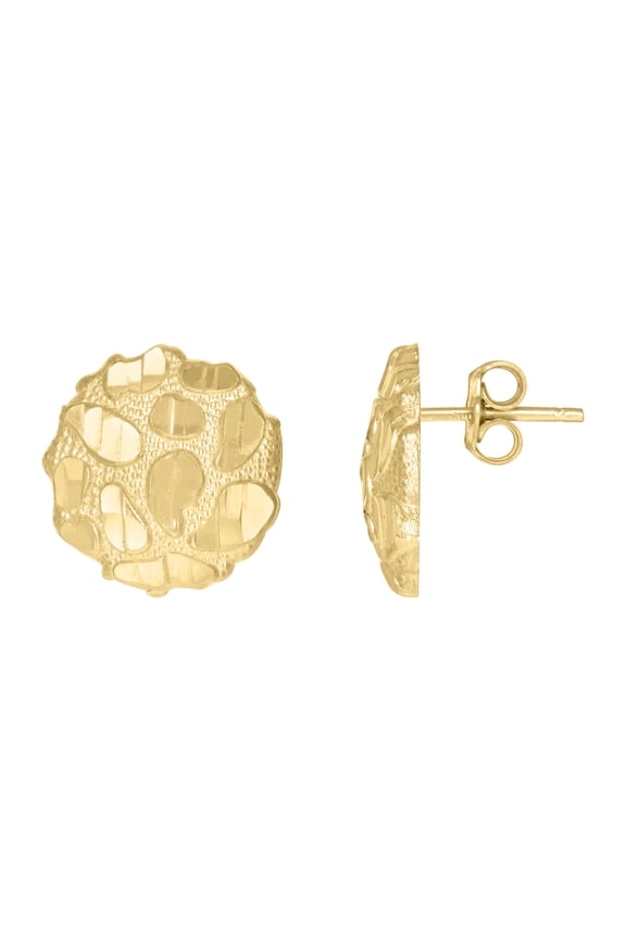 10k Yellow Gold Mens Nugget Stud Earrings