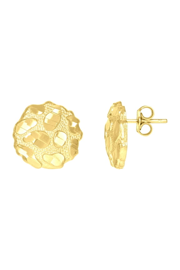 10k Yellow Gold Mens Nugget Stud Earrings Jewelry Gift for Men