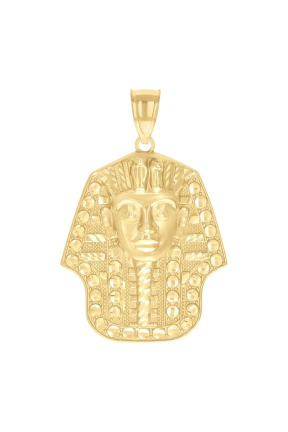 10k Yellow Gold Mens Pharaoh Egyptian Charm Pendant