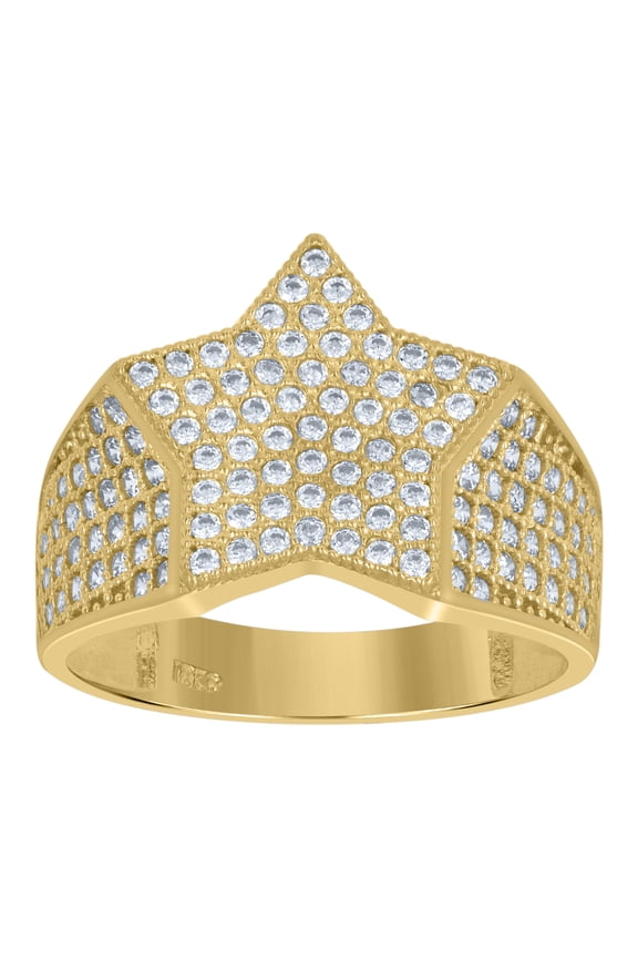 10k Yellow Gold Mens Princess-cut Cubic-Zirconia Square Head Pinky Ring