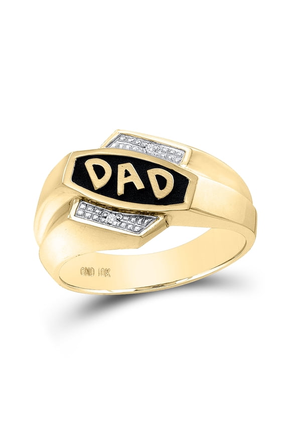 10k Yellow Gold Mens Round Diamond Dad Father Ring .01 Cttw, Mens Size: 7-13