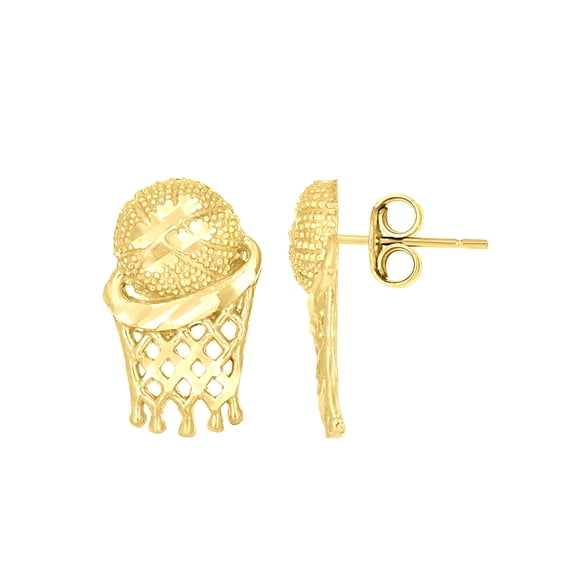 10k Yellow Gold Mens Sports Basketball Stud Earrings Jewelry Gift for Men