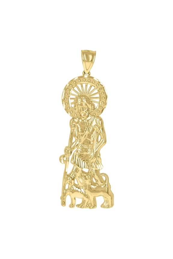 10k Yellow Gold Mens St. Lazarus Religious Charm Pendant