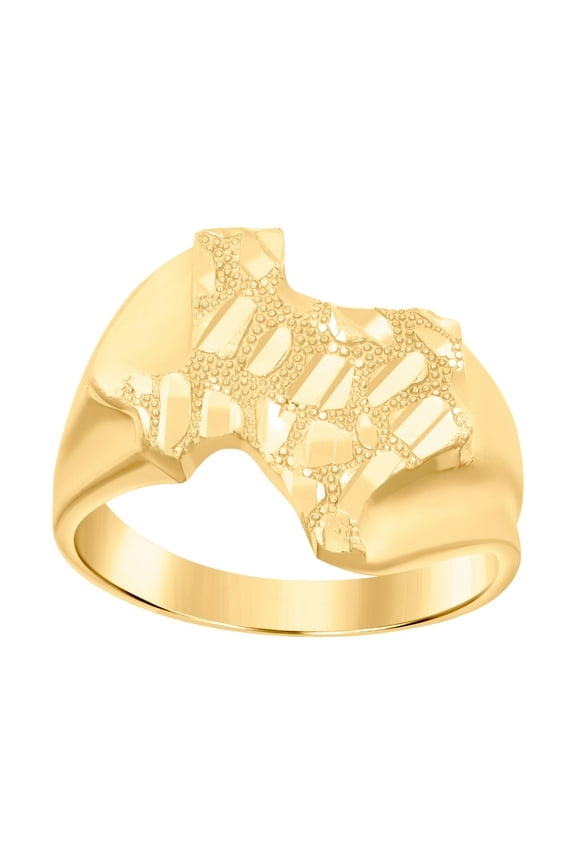 10k Yellow Gold Mens Texas Map Ring 17.4x17.4mm Wide Ring for Men - 3.7 Grams