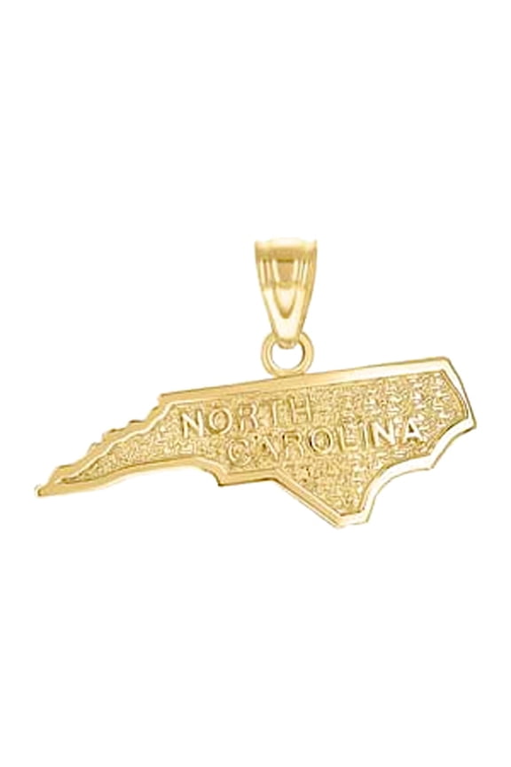 10k Yellow Gold Mens Textured North Carolina State Map Charm Pendant 17.7x26.7mm Wide Necklace for Men