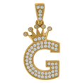 thumbnail image 1 of 10k Yellow Gold Mens Women Cubic Zirconia Crowned Letter Name Personalized Monogram Initial Capital G Charm Pendant Neck, 1 of 2