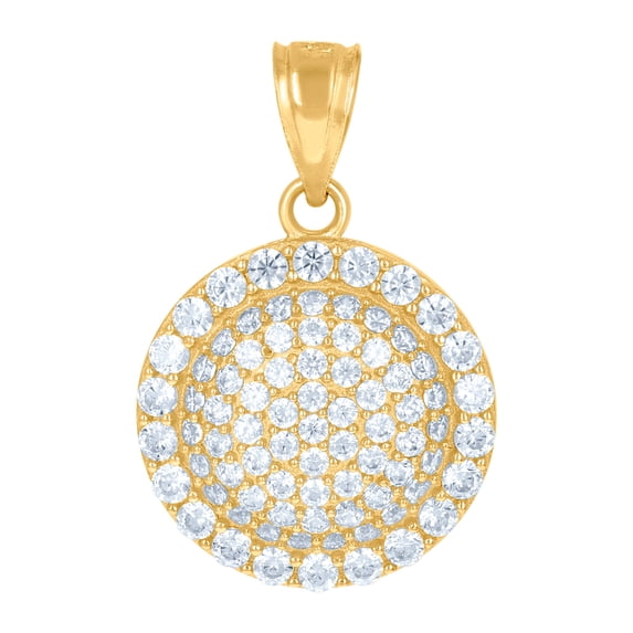 10k Yellow Gold Mens Women Cubic Zirconia Cubic Zirconia Charm Pendant 23.1x14.60mm Wide Necklace for Men