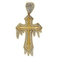 thumbnail image 1 of 10k Yellow Gold Mens Women Cubic Zirconia CZ Dripping Cross Religious Charm Pendant 65.8x Necklace for Men, 1 of 2