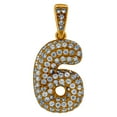 thumbnail image 1 of 10k Yellow Gold Mens Women Cubic Zirconia CZ Sport game Number 6 Charm Pendant 28.3x13.20mm Wide Necklace for Men, 1 of 2