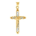thumbnail image 1 of 10k Yellow Gold Mens Women Princess Cut Cubic Zirconia Crucifix Cross Religious Charm Pendant 34.6x16.8mm Wide Necklace, 1 of 2