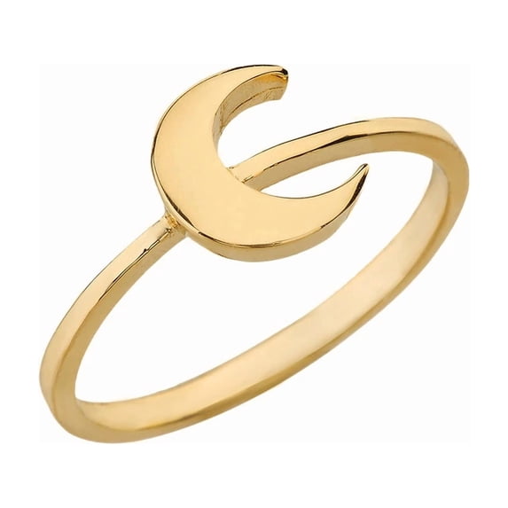 10k Yellow Gold Moon Stackable Ring (Size 4)