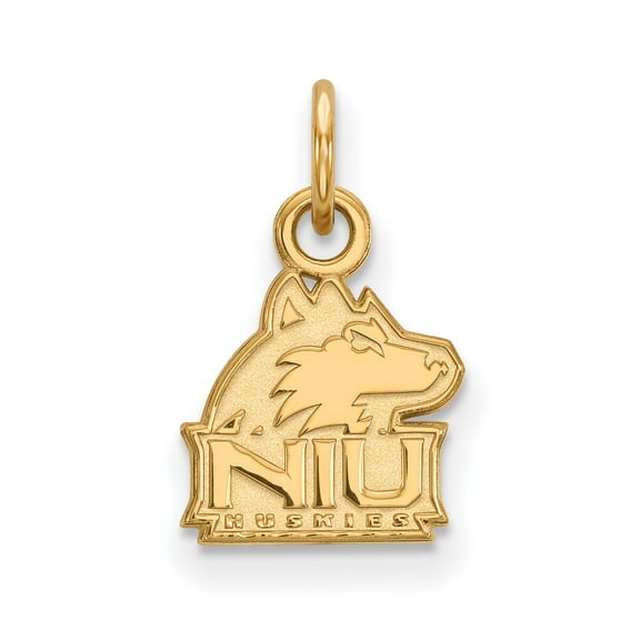 10k Yellow Gold NIU Huskies Pendant with Mascot Logo, Unisex College Charm for Alumni and Fans, Northern Illinois University Sports Jewelry for School Pride and Team Spirit
