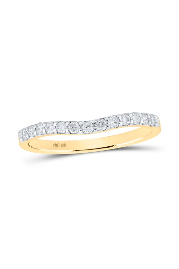 10k Yellow Gold Natural Diamond Machine Set Anniversary Band Ring 1/4 Cttw