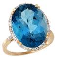 thumbnail image 1 of 10k Yellow Gold Natural London Blue Topaz Ring Large Oval 18x13mm Diamond Halo, size 5.5, 1 of 4