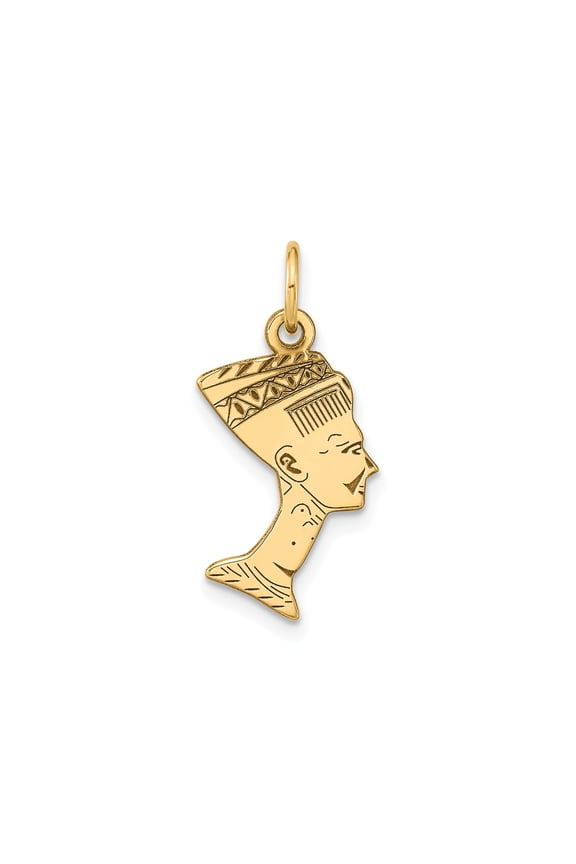 10k Yellow Gold Nefertiti Pendant for Women, Egyptian Queen Profile Charm for Necklace or Bracelet, African Heritage Jewelry, Cultural Symbol of Beauty and Power